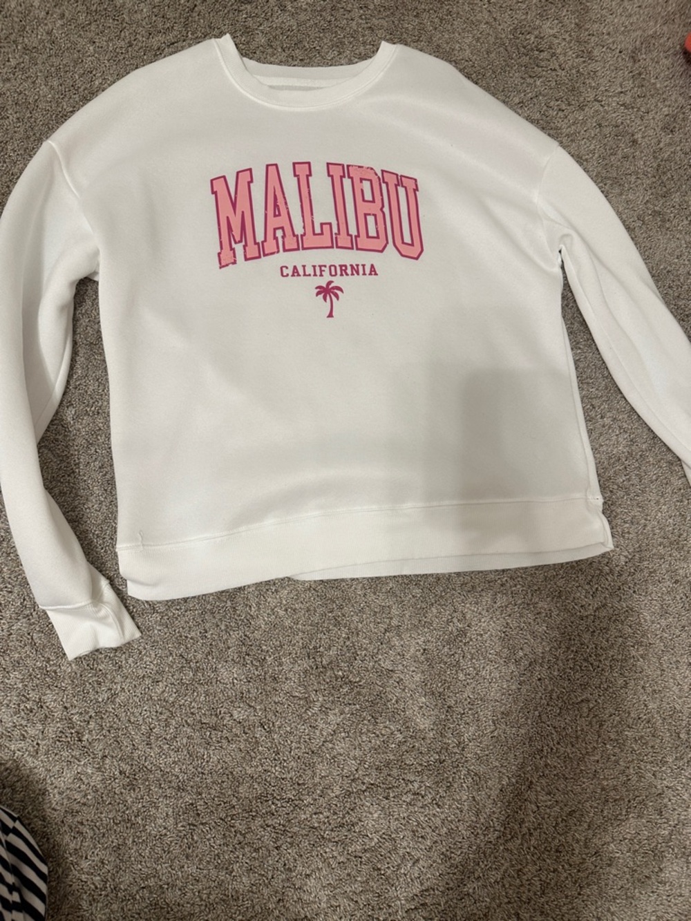 White "Malibu California" Pullover Sweatshirt - Women's